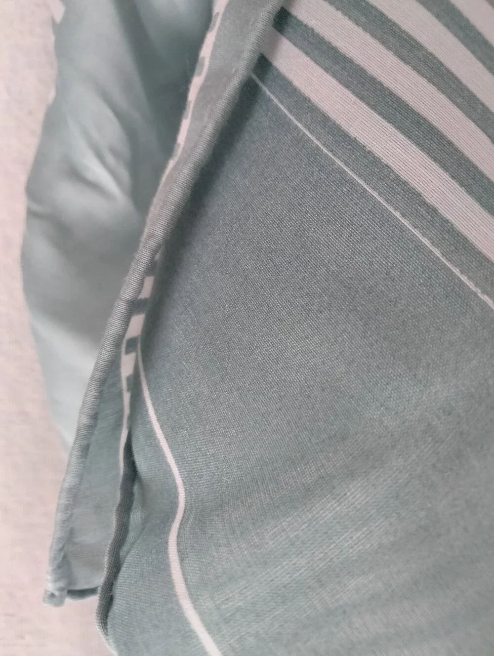 Light Green & White Striped Silk Blend Scarf